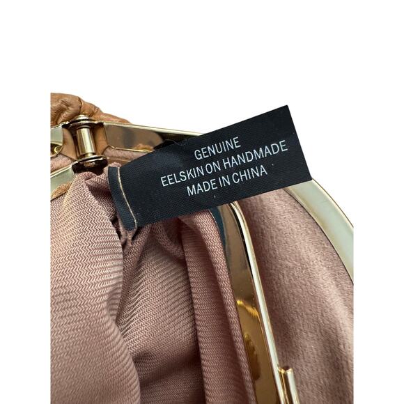 VTG Brown Eel Skin Double kiss lock Clutch Purse - Picture 4 of 11